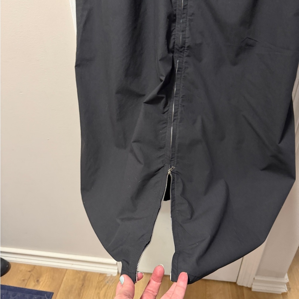 Deluc Black Midi Dress with double Front Zip top/bottom. Pockets NWT - Picture 2 of 4